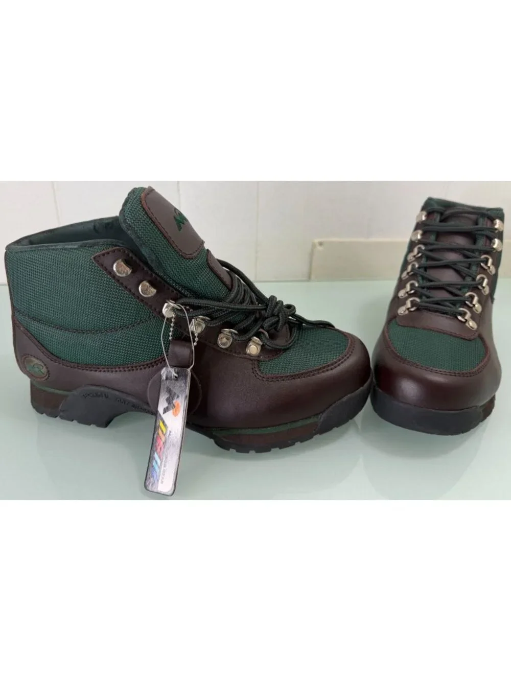 Mountain Gear Hiking Field Ankle Boots Mens 8.5 Leather Canvas Beef & Broccoli